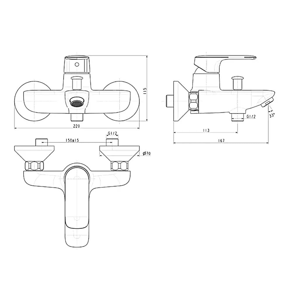 AMERICAN STANDARD LOVEN EXPOSED BATH AND SHOWER MIXER FFAS1M11-609500BF0 CHROME