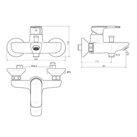 AMERICAN STANDARD LOVEN EXPOSED BATH AND SHOWER MIXER FFAS1M11-609500BF0 CHROME