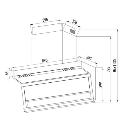 LIVINOX CHIMNEY HOOD LCH-MARIS DC-90FB 90CM BLACK 2200M3/H DC MOTOR & I-SYNC FUNCTION