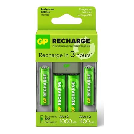 GP RECHARGE CHARGER E221+2S AA 1000mAh + 2S AAA 400mAh
