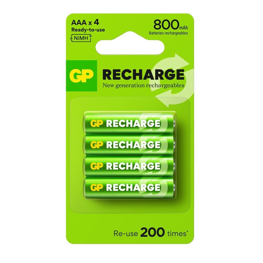 GP RECHARGEABLE BATTERY 800mAh AAA 4S