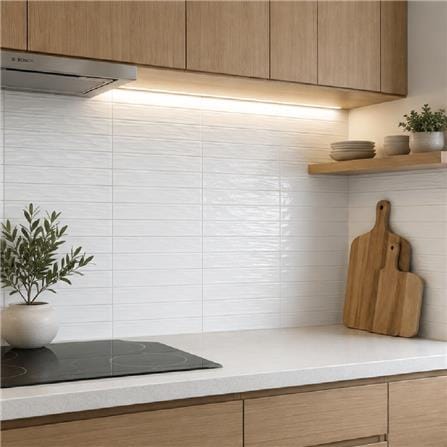 GNG WALL TILE 6.5X26.6CM WAVE SURFACE WHITE GLOSSY 1.00M2