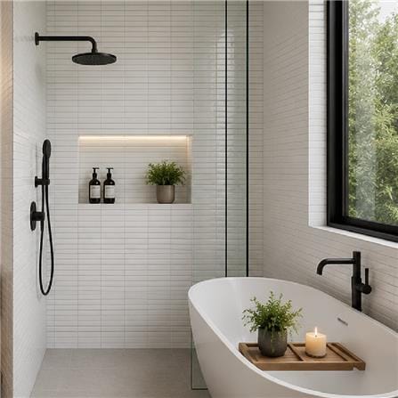 GNG MOSAIC 29.6x29.7CM KITKAT TILE GLOSSY WHITE