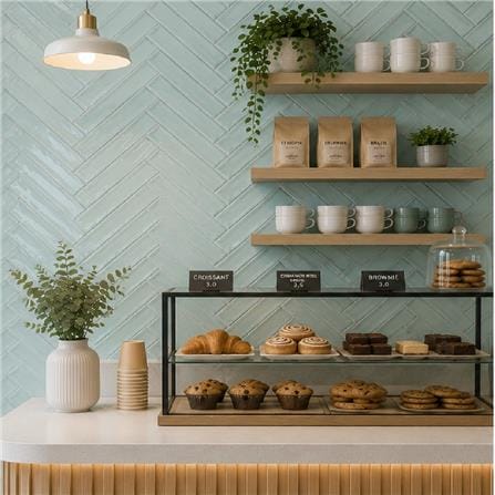 GNG WALL TILE 6.5X26.6CM WAVE SURFACE MINT GLOSSY 1.00M2