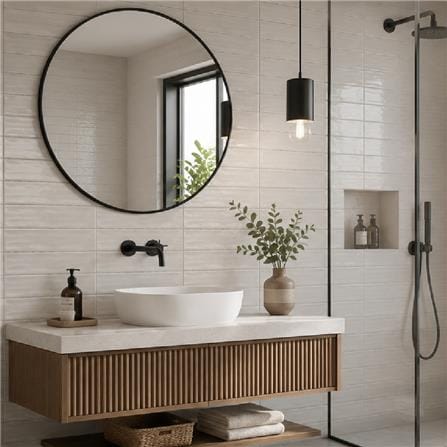 GNG WALL TILE 6.5X26.6CM WAVE SURFACE BEIGE GLOSSY 1.00M2