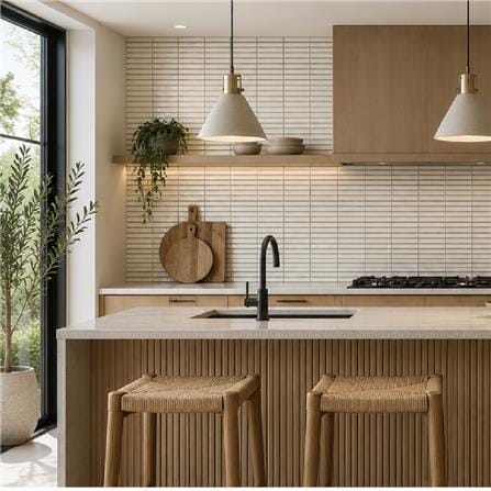 GNG MOSAIC 29.6x29.9CM KITKAT TILE GLAZED CREAMY