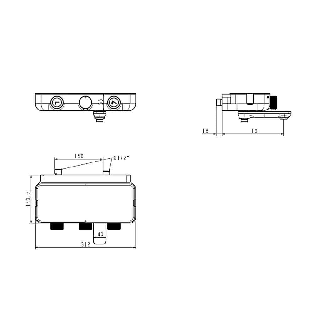 AMERICAN STANDARD EASYSET EXPOSED BATH & SHOWER AUTO TEMPERATURE FFAS4954-609500BC0 CHROME