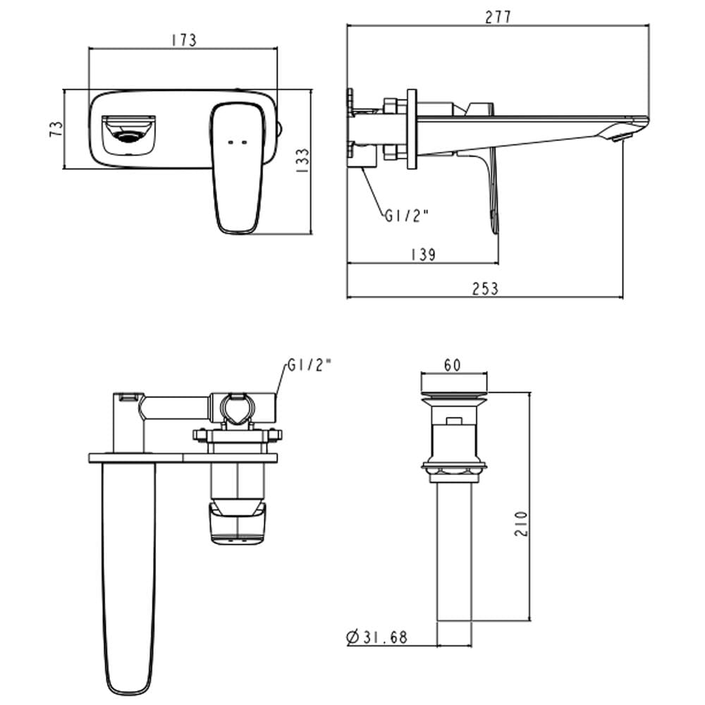 AMERICAN STANDARD SIGNITURE WALL MOUNTED BASIN MIXER FFAS1704-101GL0BF0 COOL SUNRISE
