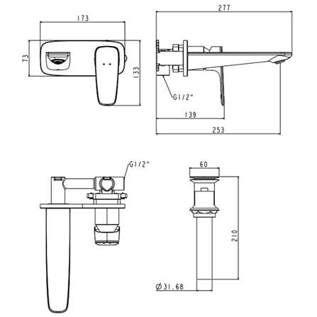 AMERICAN STANDARD SIGNATURE WALL MOUNTED BASIN MIXER FFAS1704-101GL0BF0 COOL SUNRISE