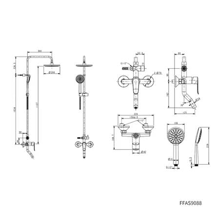 AMERICAN STANDARD NEO MODERN RAIN SHOWER MIXER AS9088-100500BC0
