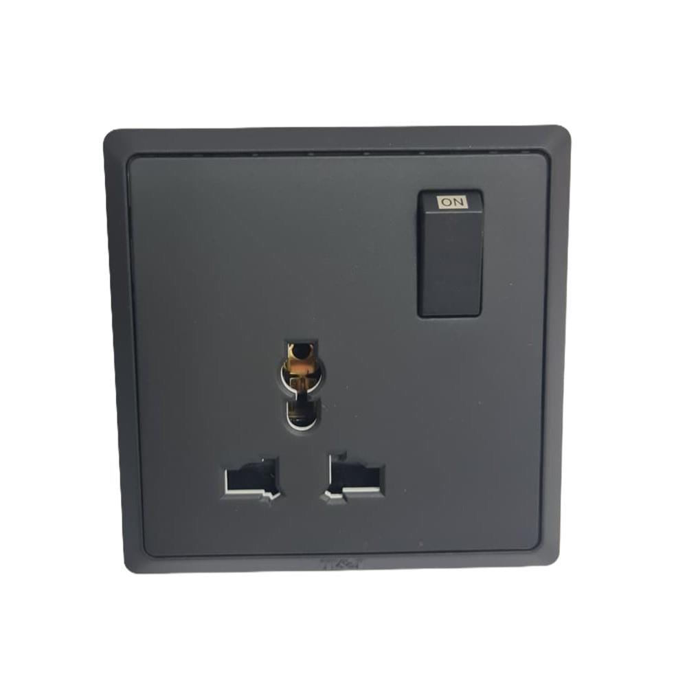13A 1 GANG UNIVERSAL SWITCH SOCKET MATT BLACK HC8318S-SBL T&J
