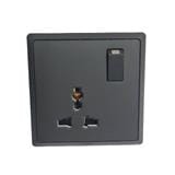 13A 1 GANG UNIVERSAL SWITCH SOCKET MATT BLACK HC8318S-SBL INFINIT T&J