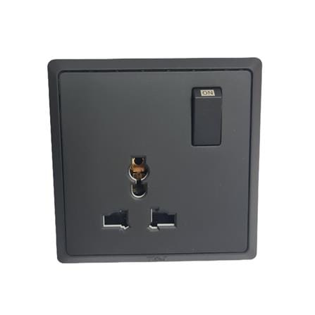13A 1 GANG UNIVERSAL SWITCH SOCKET MATT BLACK HC8318S-SBL INFINIT T&J