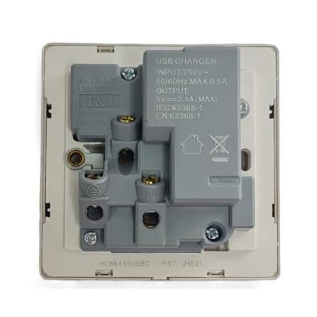 13A 250V 1 GANG SWITCH SOCKET WITH USB A+C DARK CHAMPAGNE HC8643SUSBC-PS7 T&J