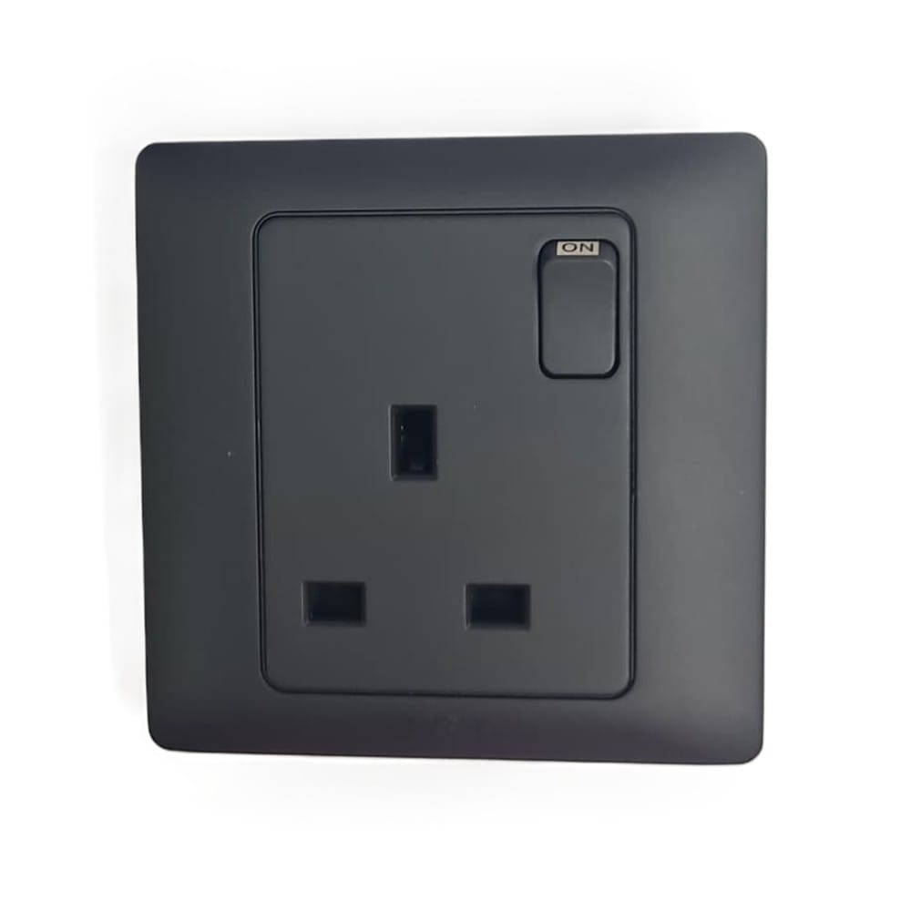 13A 250V 1 GANG SWITCH SOCKET MATT BLACK K8613S-SBL-D T&J