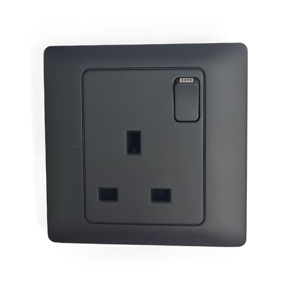 13A 250V 1 GANG SWITCH SOCKET MATT BLACK K8613S-SBL-D T&J