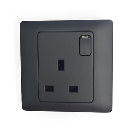 13A 250V 1 GANG SWITCH SOCKET MATT BLACK K8613S-SBL-D T&J