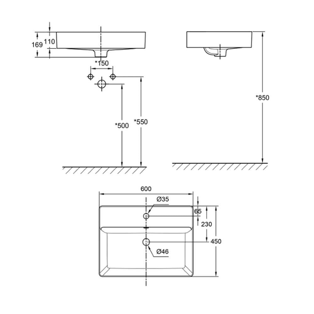 AMERICAN STANDARD ACACIA SUPASLEEK WALL HUNG WASHBASIN CCASF421-1010411F0