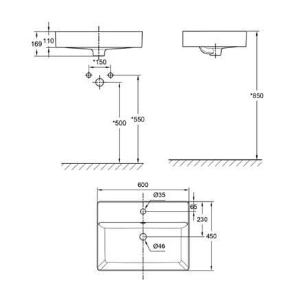 AMERICAN STANDARD ACACIA SUPASLEEK WALL HUNG WASHBASIN CCASF421-1010411F0