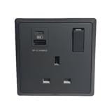13A 250V 1 GANG SWITCH SOCKET WITH USB A+C MATT BLACK HC8643SUSBC-SBL T&J