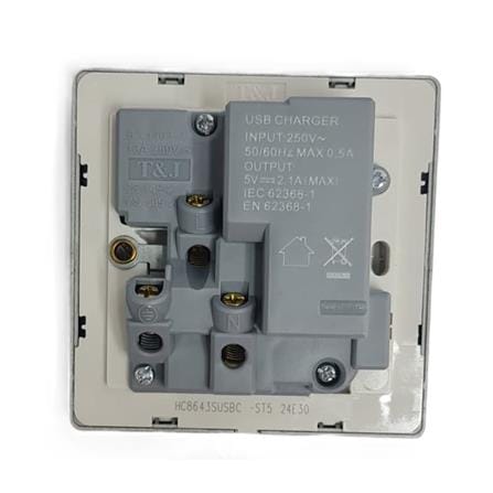 13A 250V 1 GANG SWITCH SOCKET WITH USB A+C CHAMPAGNE GREY HC8643SUSBC-ST5 T&J