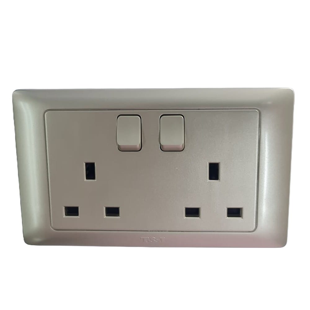 13A 250V 2 GANG SWITCH SOCKET CHAMPAGNE GOLD K813SDA-PS-D T&J