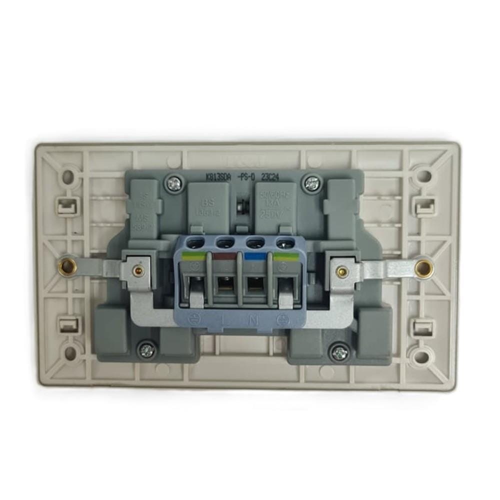 13A 250V 2 GANG SWITCH SOCKET CHAMPAGNE GOLD K813SDA-PS-D T&J
