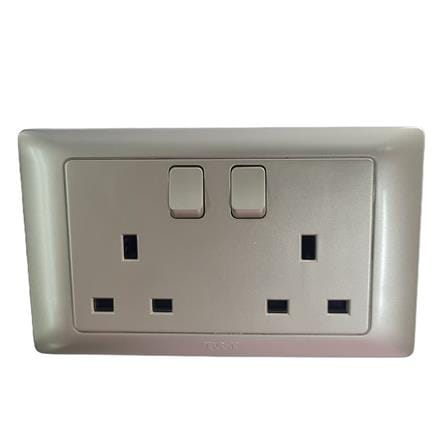 13A 250V 2 GANG SWITCH SOCKET CHAMPAGNE GOLD K813SDA-PS-D T&J