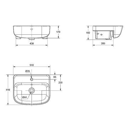 AMERICAN STANDARD LOVEN SEMI-COUNTER BASIN 1011031C00 WHITE