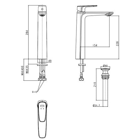 AMERICAN STANDARD SIGNATURE SINGLE HOLE EXTENDED BASIN MIXER FFAS1702-101GL0BF0 COOL SUNRISE
