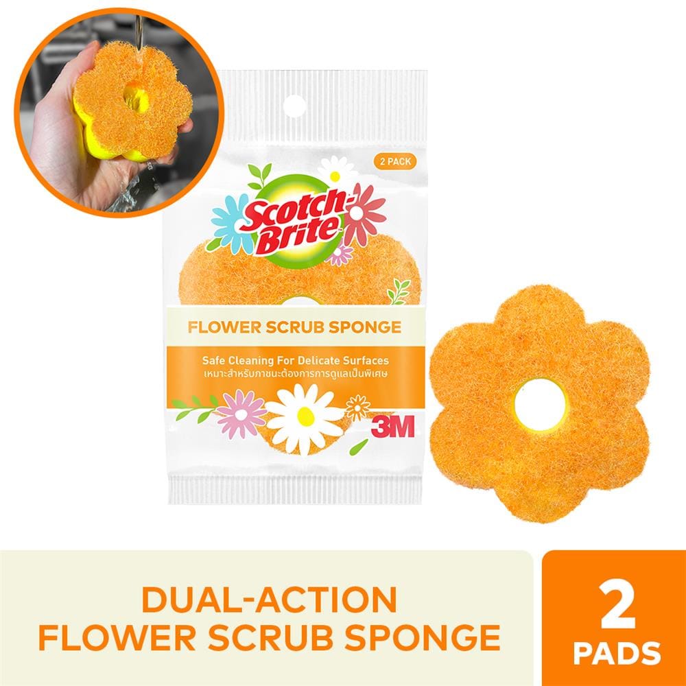 SCOCH BRITE 41Y EXP FLOWER SPONGE YELLOW 2PK