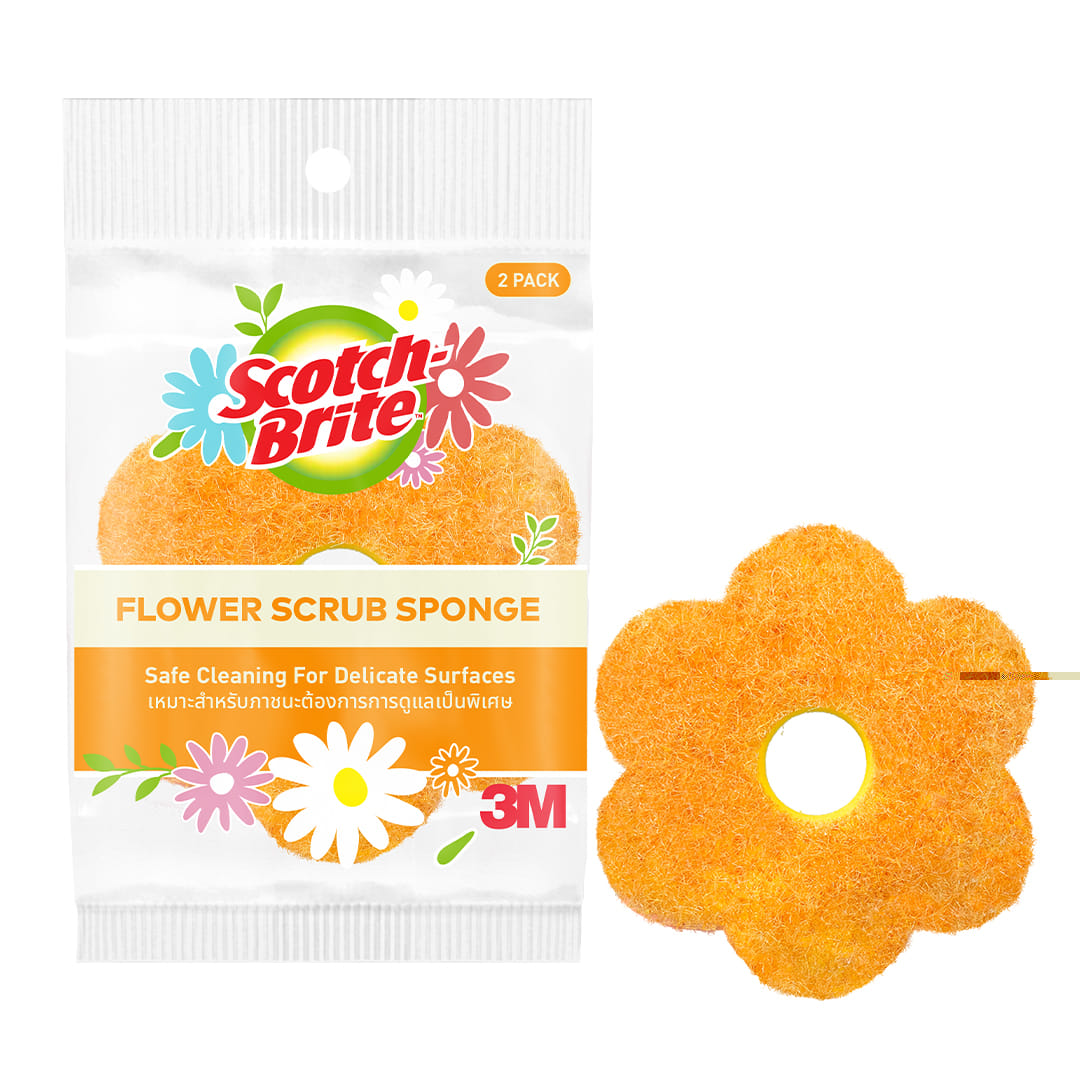 SCOCH BRITE 41Y EXP FLOWER SPONGE YELLOW 2PK