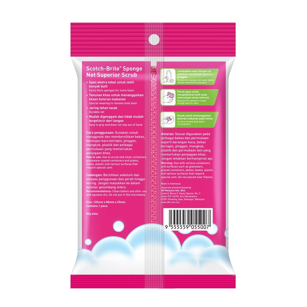 SCOTCH BRITE SPONGE NET SUPERIOR SCRUB PINK