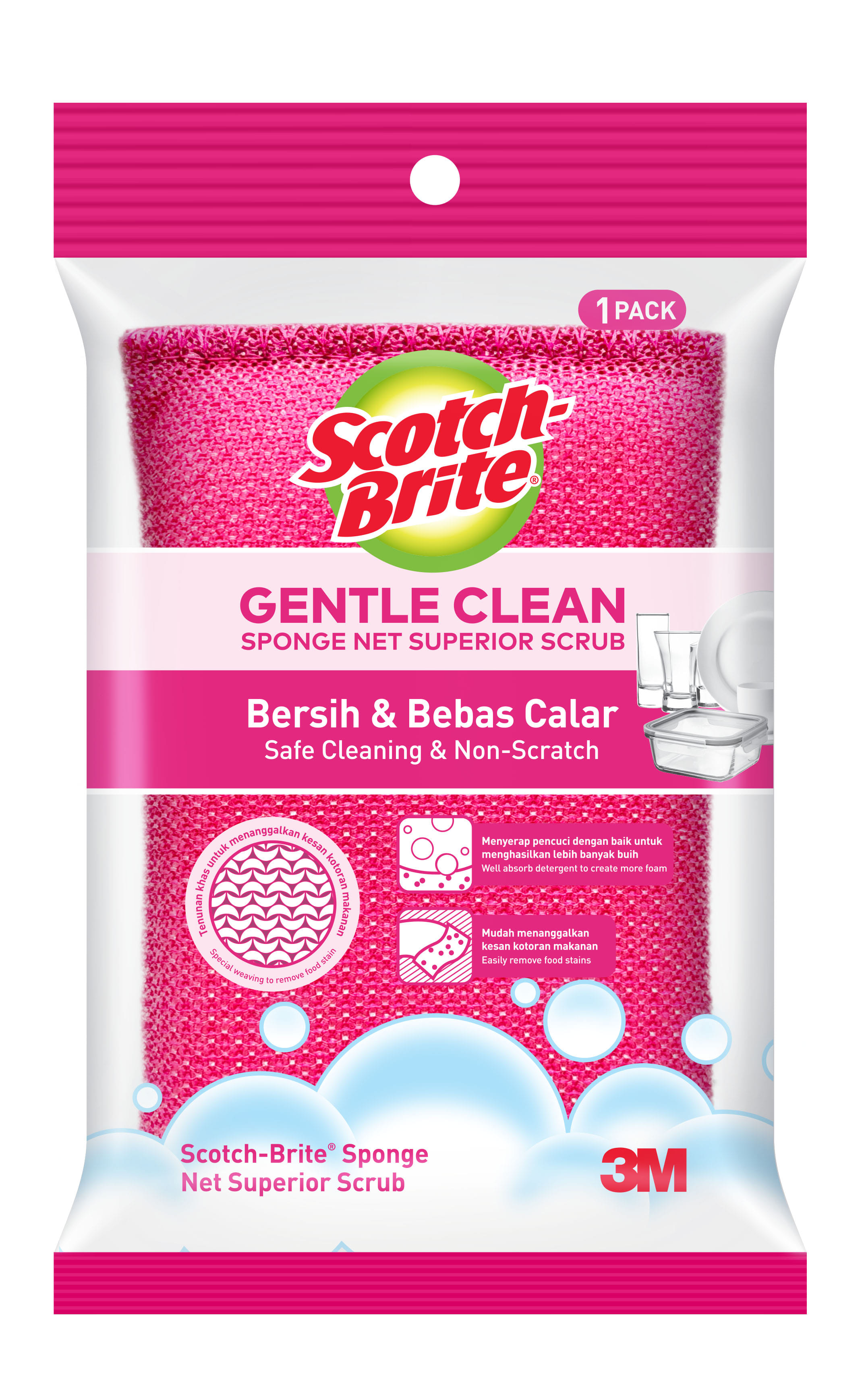 SCOTCH BRITE SPONGE NET SUPERIOR SCRUB PINK