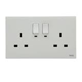 13A 250V 2 GANG SWITCH SOCKET WITH NEON 3213N WHITE NNE