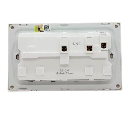 13A 250V 2 GANG SWITCH SOCKET WITH NEON 3213N WHITE NNE