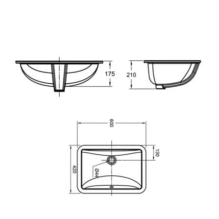 AMERICAN STANDARD ACTIVA UNDER-COUNTER WASHBASIN CL0459I-6DAMYLU