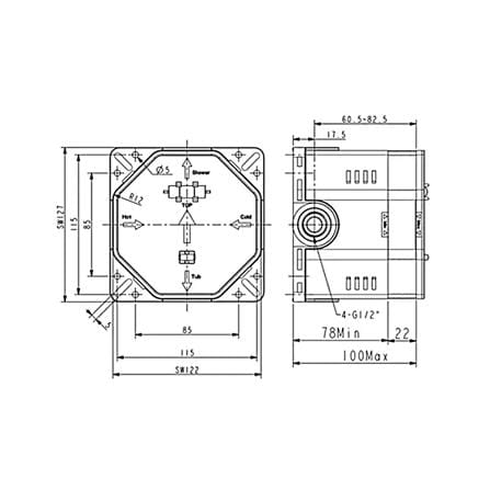 AMERICAN STANDARD ACACIA EVOLUTION CONCEALED BATH & SHOWER MIXER WITH UNIVERSAL INSTALLATION BOX FFAS1321-608AL0BF0 + FFAS0625-000990BF0 HARD GRAPHITE