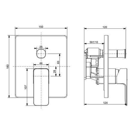 AMERICAN STANDARD ACACIA EVOLUTION CONCEALED BATH & SHOWER MIXER WITH UNIVERSAL INSTALLATION BOX FFAS1321-608AL0BF0 + FFAS0625-000990BF0 HARD GRAPHITE