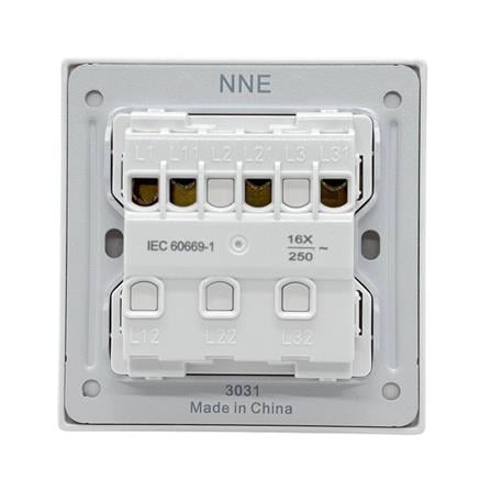 16A 250V 3 GANG 1 WAY SWITCH 3031 WHITE NNE
