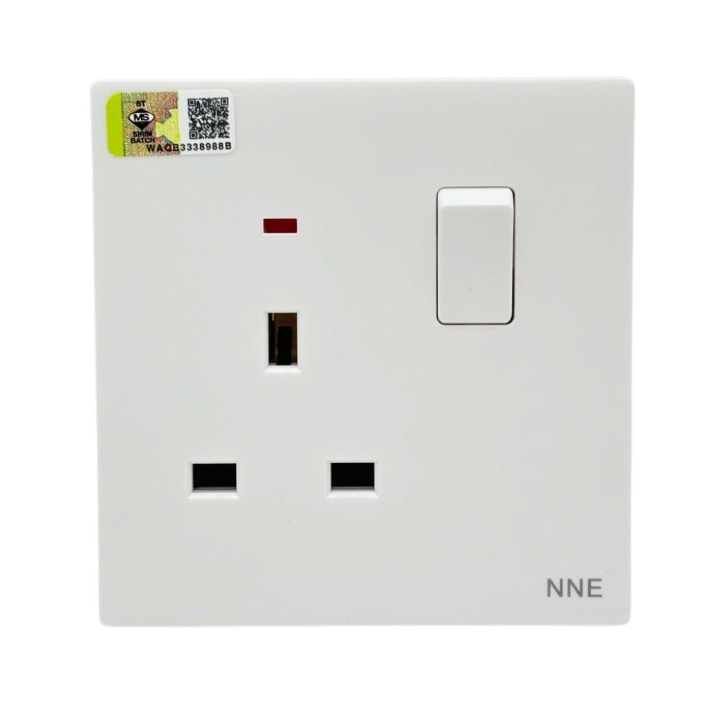 13A 250V 1 GANG SWITCH SOCKET WITH NEON 3113N WHITE NNE