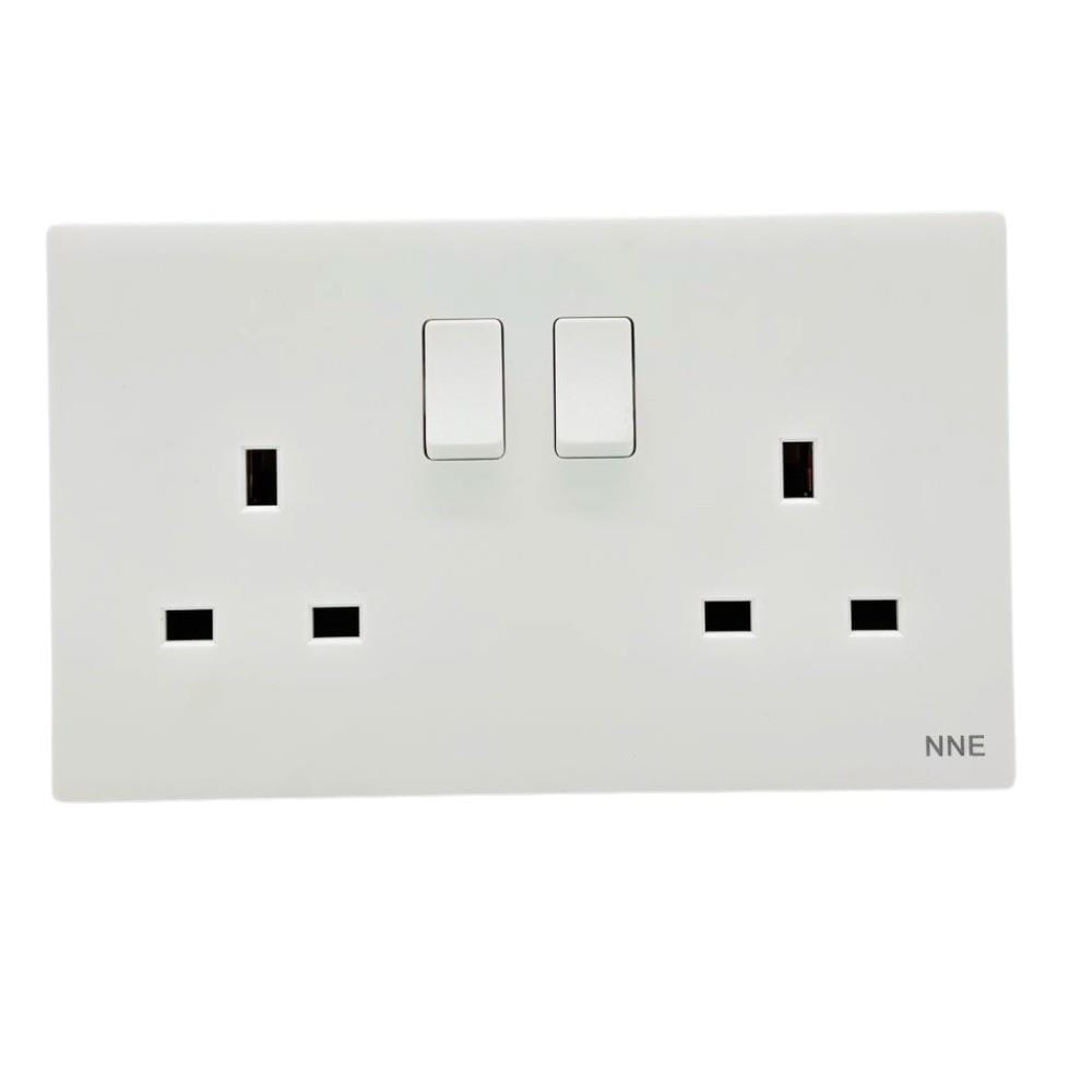 13A 250V 2 GANG SWITCH SOCKET 3213 WHITE NNE