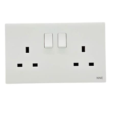 13A 250V 2 GANG SWITCH SOCKET 3213 WHITE NNE
