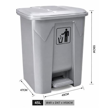 RAYACO STEP-ON DUSTBIN PEDAL 45L SILVER 7454
