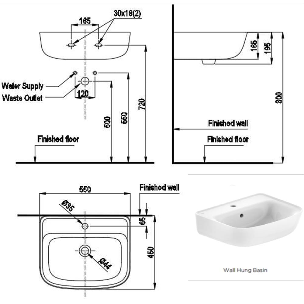 AMERICAN STANDARD LOVEN WALL HUNG WASHBASIN CCAS0262-0010410F0