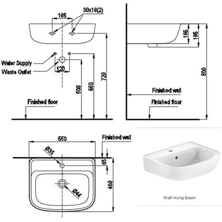 AMERICAN STANDARD LOVEN WALL HUNG WASHBASIN CCAS0262-0010410F0