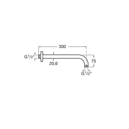 ROCA SHOWER ARM WALL MOUNTED A5B0150C00 30CM CHROME