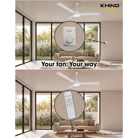 KHIND CEILING FAN CF6025DR METAL BLADE 3-BLADE 60-INCH WHITE