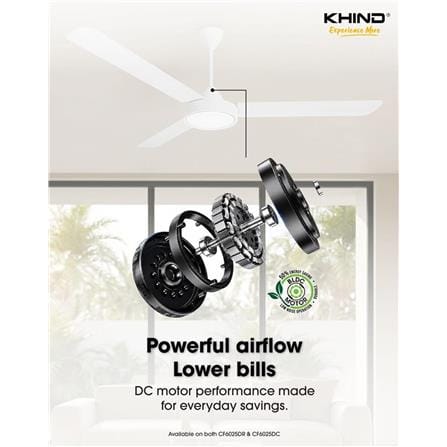 KHIND CEILING FAN CF6025DR METAL BLADE 3-BLADE 60-INCH WHITE