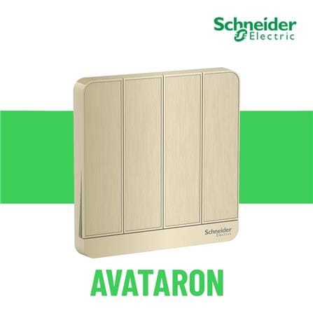 AVATARON 16AX 250V 4 GANG 1 WAY SWITCH E8334L1_GH_G11 GOLD HAIRLINE